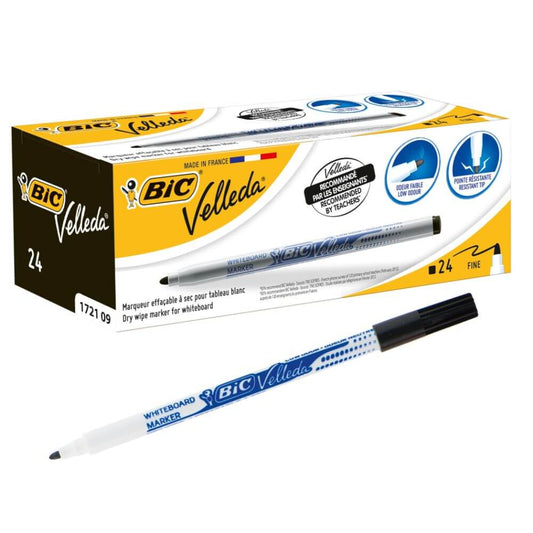 Set 24 Markere, BIC Velleda 1721, Negre, Marker BIC, Marker BIC ECO, Marker ECO, Markere Eco, BIC Eco, BIC Eco Velleda, Eco Velleda 1721, Marker Velleda 1721, Marker Tabla, Marker de Scris, Marker Set, Markere Whiteboard, Markere Tabla Magnetica