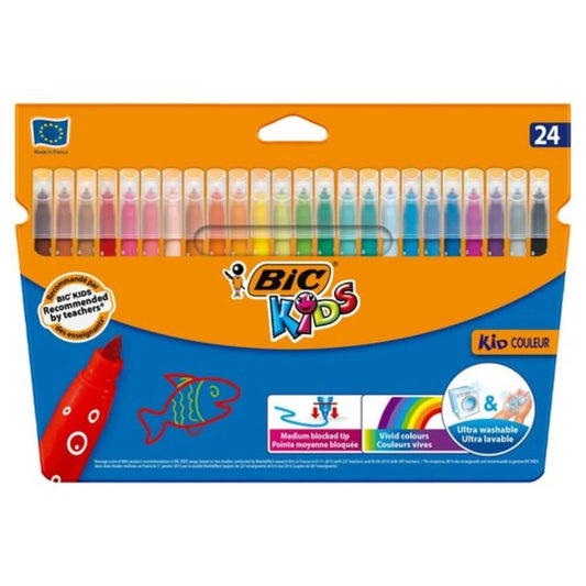 Set 24 Carioci Ultralavabile BIC Kid Couleur, Culori Asortate, Carioci BIC, Carioci Colorate, Carioci Ultralavabile, Carioci BIC Colorate, Carioci de Colorat, Marker Colorat, Markere Colorate