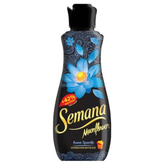 Balsam Rufe SEMANA Moonflower Azure Sparkle, 1 L, 40 Spalari, Parfum de Flori Exotice, Ananas si Paciuli, Balsam Semana pentru Rufe, Balsam de Rufe cu Miros Floral, Balsam de Rufe Superconcentrat, Detergent si Balsam de Rufe