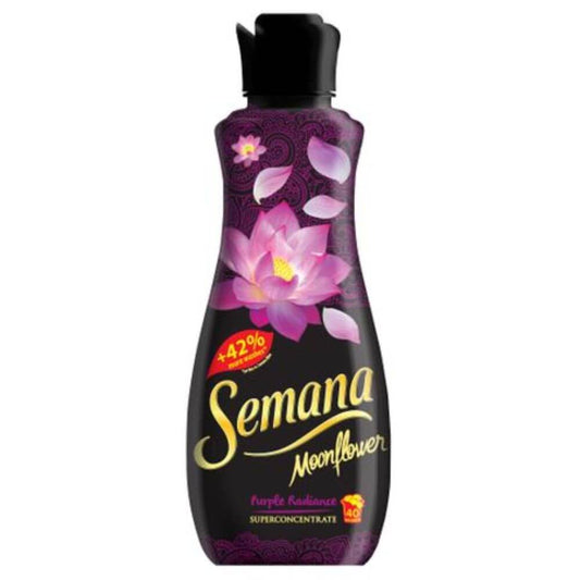Balsam Rufe SEMANA Moonflower Purple Radiance, 1 L, 40 Spalari, Parfum de Citrice si Nuca de Cocos, Balsam Semana pentru Rufe, Balsam de Rufe cu Miros de Citrice, Balsam de Rufe Superconcentrat, Detergent si Balsam de Rufe