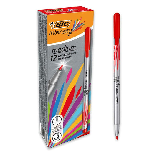 Fineliner BIC Intensity Mediu, Grosime Varf 0.7 mm, 12 Buc/Set, Cerneala Rosie, Fineliner BIC Intensity Rosu, Finelinere Rosii, Fineliner Rosu, Set Finelinere Rosii, Set Finelinere BIC, Pix Fineliner, Pixuri Fineliner
