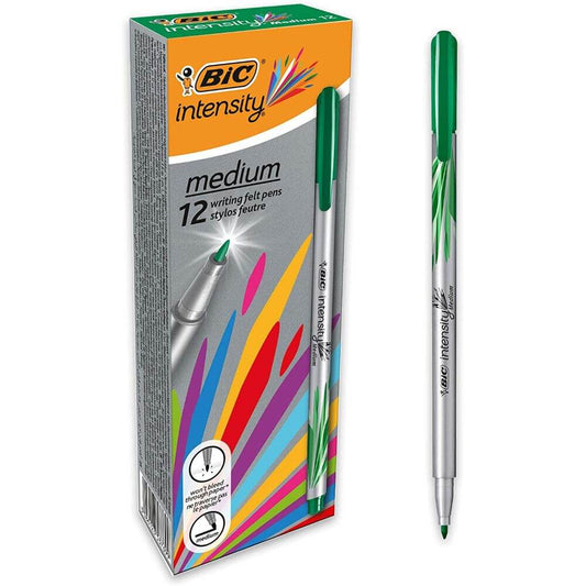 Fineliner BIC Intensity Mediu, Grosime Varf 0.7 mm, 12 Buc/Set, Cerneala Verde, Fineliner BIC Intensity Verde, Finelinere Verzi, Fineliner Verde, Set Finelinere Verzi, Set Finelinere BIC, Pix Fineliner, Pixuri Fineliner