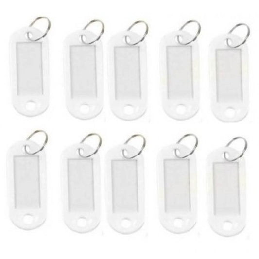 Set 10 Brelocuri Chei cu Eticheta EVOFFICE, 50x22 mm, Albe, Breloc pentru Chei, Brelocuri cu Eticheta pentru Chei, Set Brelocuri Chei cu Eticheta, Brelocuri Chei cu Suport pentru Eticheta, Brelocuri cu Eticheta pentru Hotel