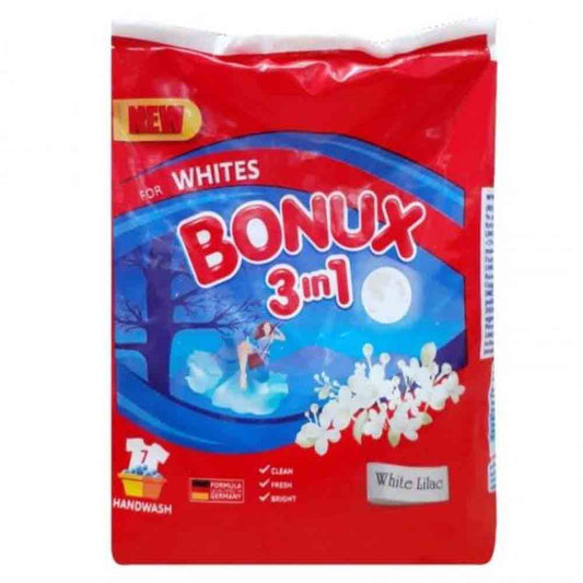 Detergent Manual Bonux 3 in 1 pentru Rufe Albe White Liliac, 7 Spalari, 400 g