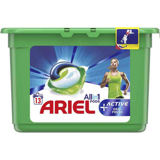 Detergent de Rufe Capsule Ariel All in One PODS Plus Active, 13 Spalari