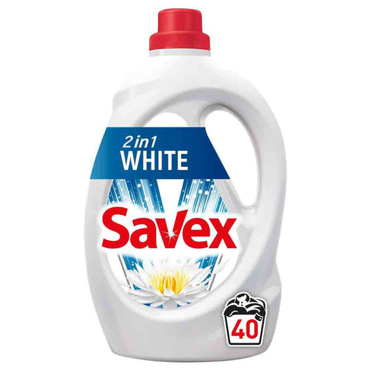 Detergent Lichid Savex 2 in 1 White., 40 Spalari, 2,2 L