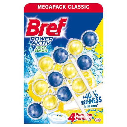 Odorizant Toaleta Bref Power Aktiv Lemon, 3 x 50 g