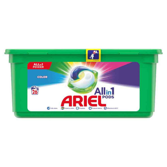 Detergent de Rufe Capsule Ariel All in One PODS Color, 26 Spalari