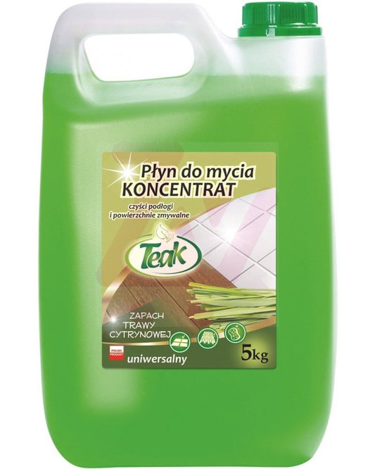 Detergent Lichid Universal, 5 Litri, Pentru Toate Tipurile De Pardoseli, Teak - Lemon Gras - Verde