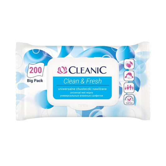 Servetele Umede Pachet Family CLEANIC, 200 Buc/Set, Servetele Umede, Servetele Delicate, Servetele Umede pentru Curatare, Servetele umede Family Pack, Servetele umede Cleanic 200 buc