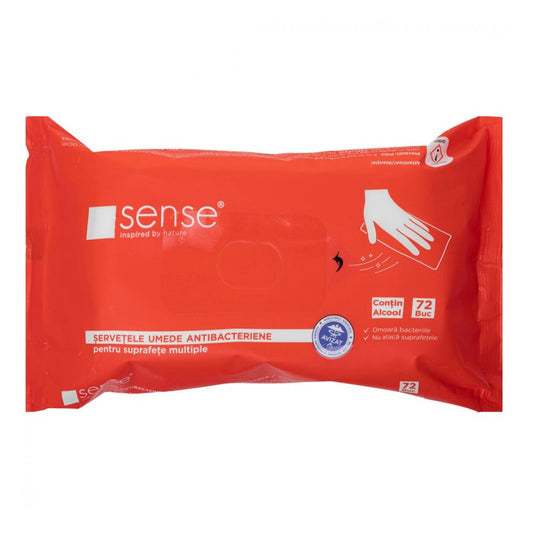 Servetele umede dezinfectante pentru suprafete, Sense, 72 bucati/pachet