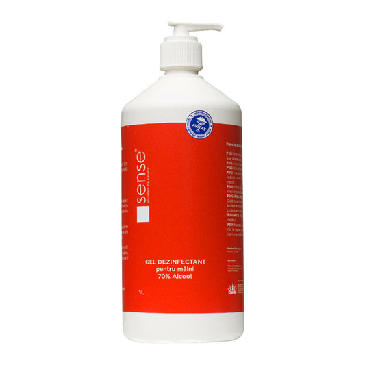 Gel dezinfectant pentru maini Sense, 70% alcool, cu pompita, 1 L