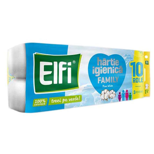 Hartie Igienica Elfi Family Pure White, 3 Straturi, 10 Role/Bax