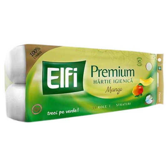 Hartie Igienica Elfi Family, 3 Straturi, Parfum de Mango, 10 Role/Bax
