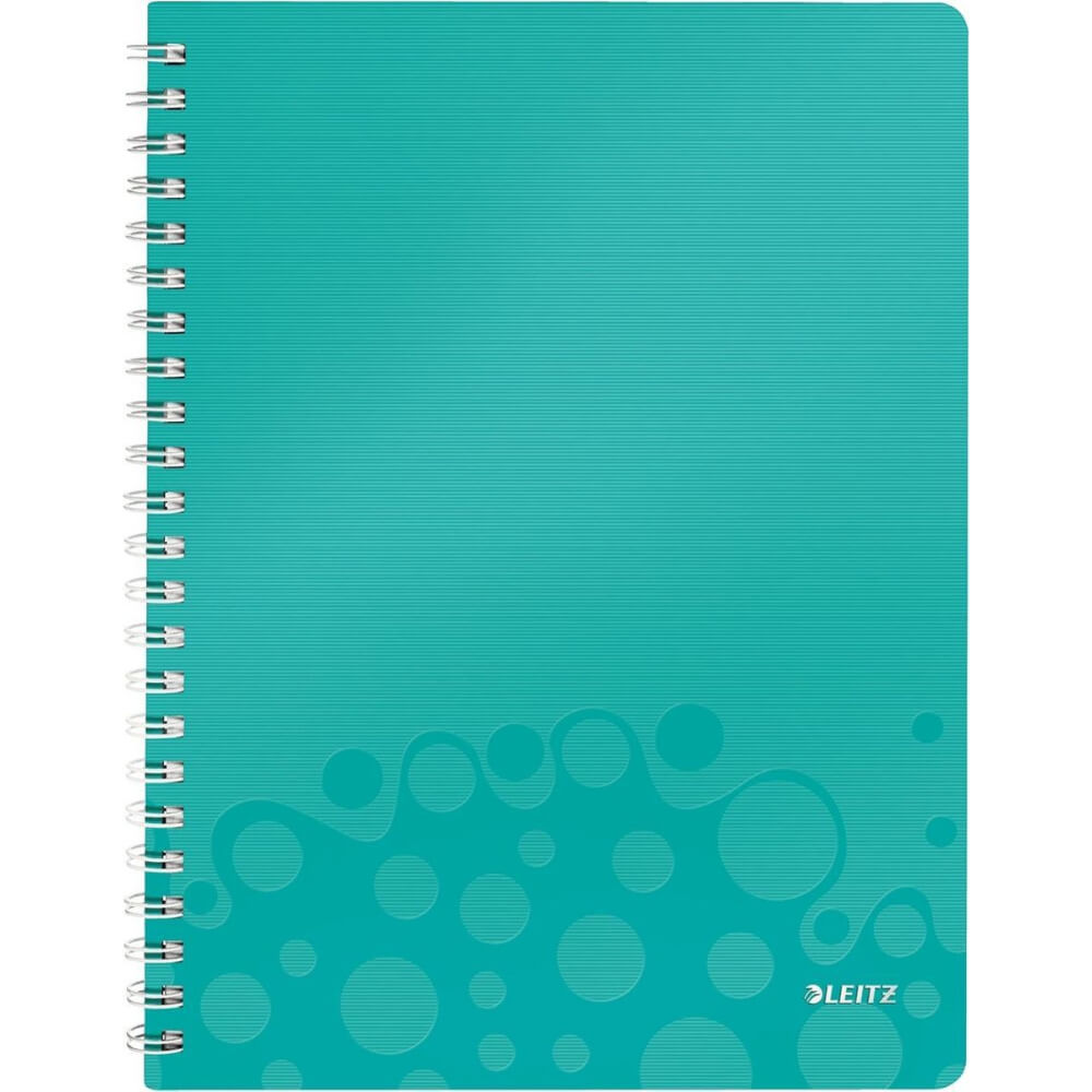 Caiet de birou Leitz WOW, PP, A4, cu spira, dictando, turcoaz metalizat
