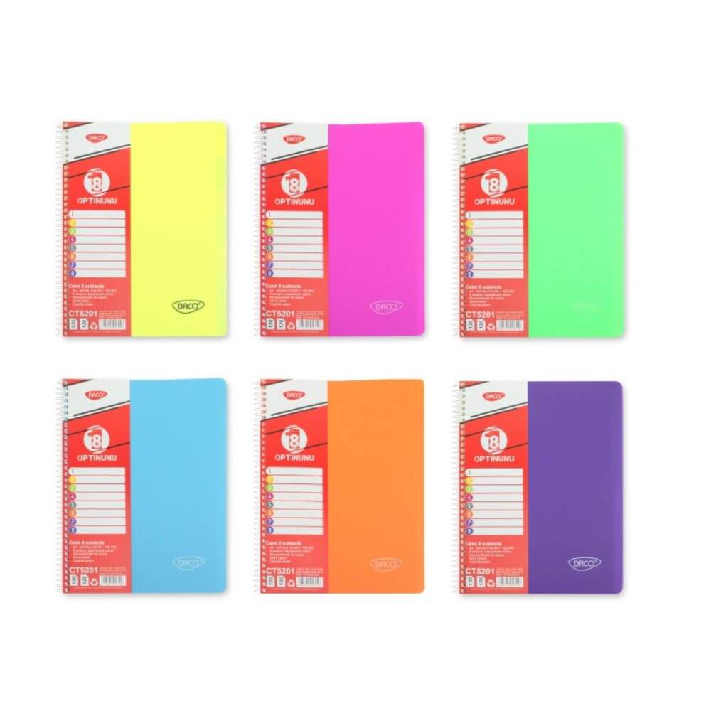 Caiet A4 Universal DACO, 240 File, Spiralat, 70 g/mÂ², Coperta Plastic, Caiete Studentesti, Caiet A4 Spiralat, Caiete Scolare Spiralate, Caiete cu Spirala, Caiete Spira, Caiete Spiralate A4 cu Separatoare, Caiete Spiralate 240 File, Caiete A4 cu 240 File