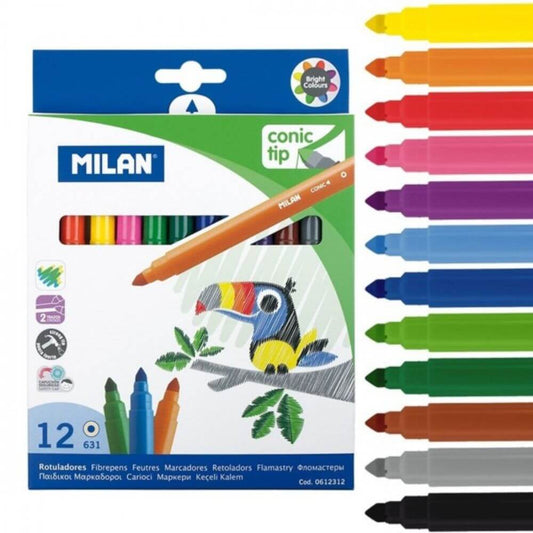 Set 12 Carioci Multicolore MILAN, Carioci Colorate, Carioci Multicolore, Set Carioci Multicolore MILAN, Carioci Lavabile, Marker Colorat, Markere Colorate, Carioci MILAN Colorate, Set Carioci MILAN Colorate, Instrumente de Scris