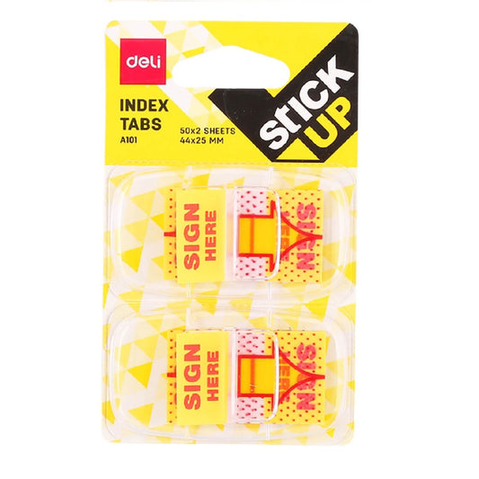 Index Adeziv Plastic, Deli Stick Up, Model â€œSemneaza Aiciâ€, 44x25 mm, 100 File, Indecsi Adezivi Transparenti, Indecsi Adezivi Transparenti cu Model, Index Plastic cu Adeziv, Evidentiatoare pentru Carti si Caiete
