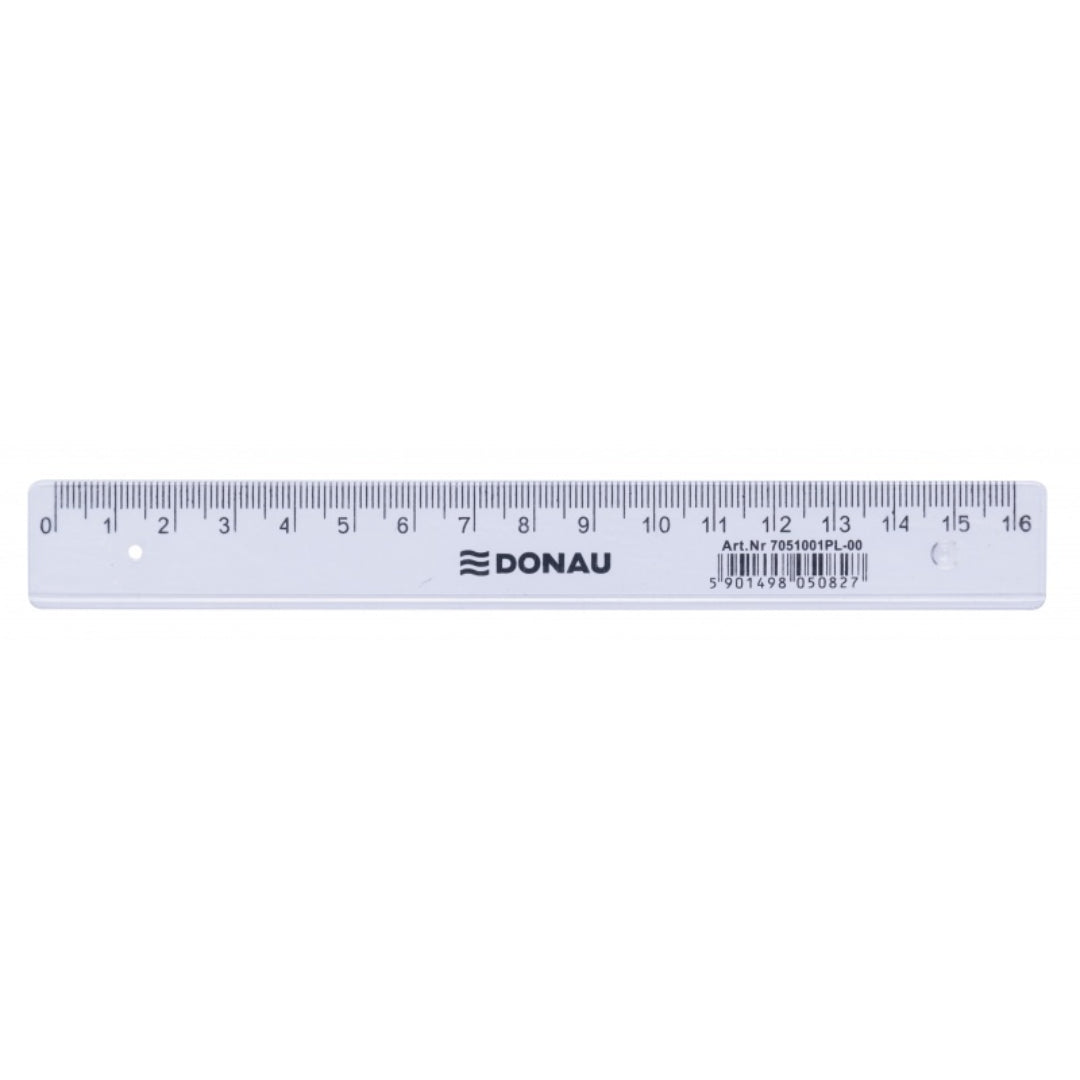 Rigla Din Plastic Transparent, 16cm, Donau