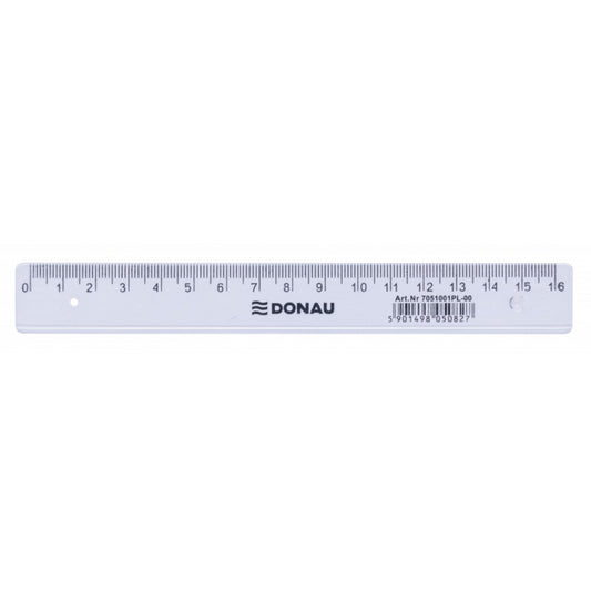 Rigla Din Plastic Transparent, 16cm, Donau
