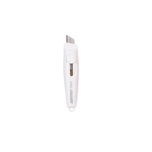 Cutter Mic Portabil cu Sina Deli Mini, Alb, Cutter Portabil pentru Buzunar, Mini Cutter pentru Breloc, Cutter cu Sina Mic, Deli CutterAlb