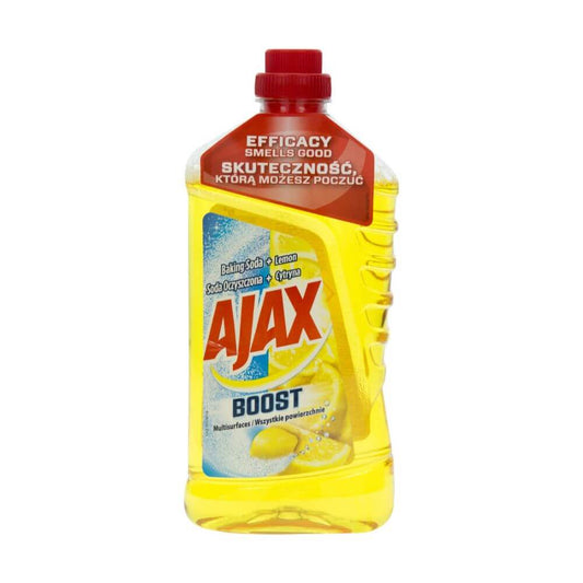 Detergent Universal Lichid Pardoseli AJAX Boost Baking Soda &amp; Lemon, Cantitate 1 Litru, Parfum de Lamaie, Detergent Lichid pentru Pardoseli, Solutie pentru Podea, Detergent Lichid Ajax, Solutie Universala de Curatat, Produse de Curatenie