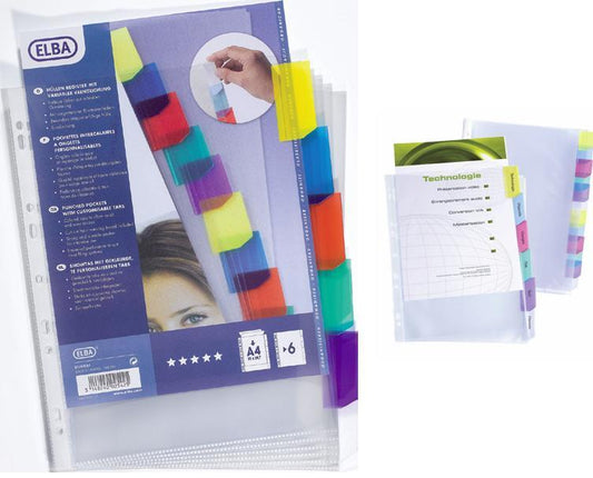 Folie Protectie Cristal A4 Maxi, Cu Index Color, 6 Folii/set, Elba