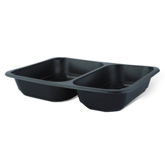 Set 300 Caserole Termosudabile din PP pentru Catering, Culoare Negre, Dimensiune 227x178x50 mm, 2 Compartimente
