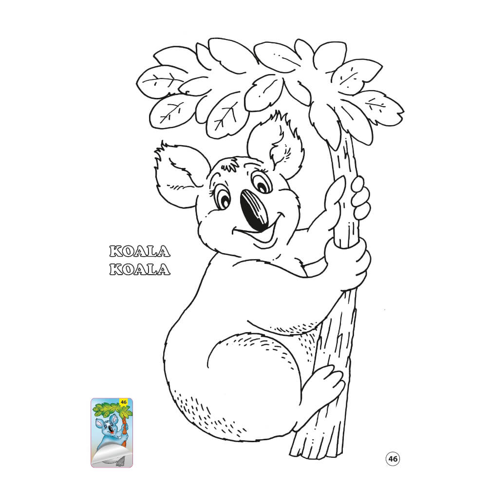 Carte de Colorat A4, 80 Pagini cu Animale, Fructe, Legume si Abtibilduri, Vol.5