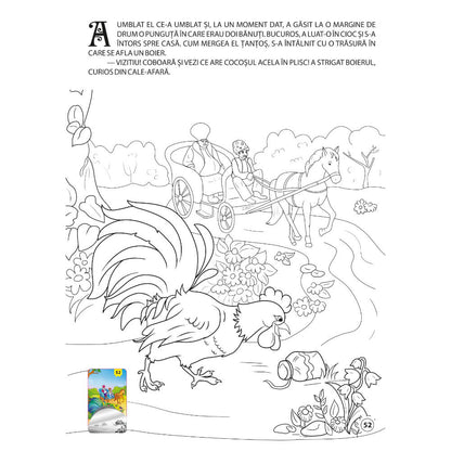 Carte de Colorat A4, 80 Pagini cu Povesti si Abtibilduri, Vol.4