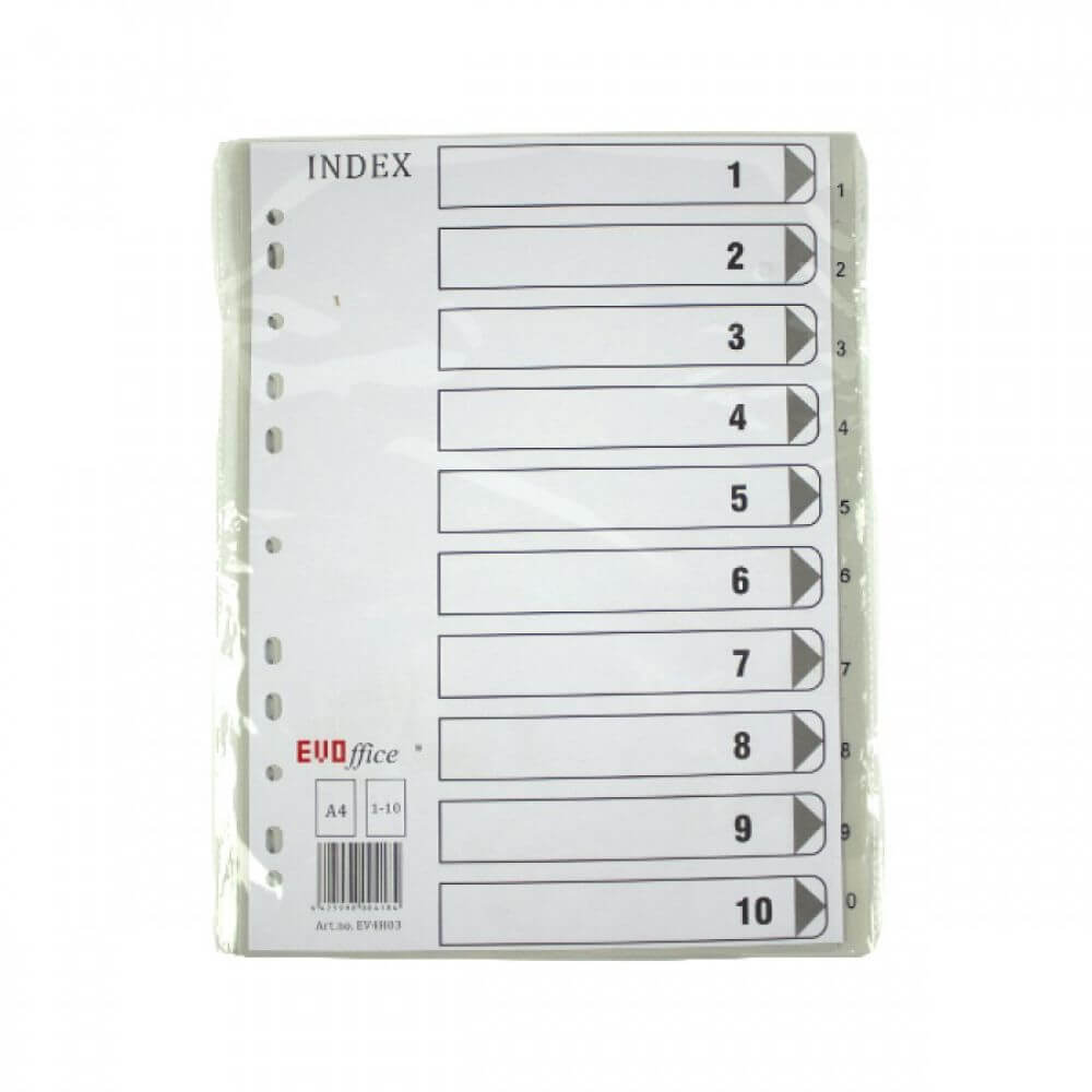 Index din Plastic EVOffice, Numerotat de la 1 la 10, Format A4