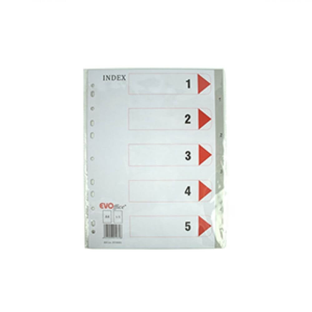Index din Plastic EVOffice, Numerotat de la 1 la 5, Format A4