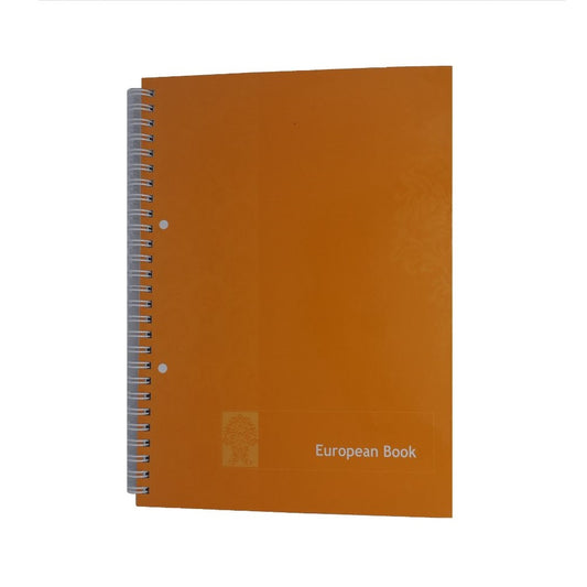 Caiet European Book A5 Dictando cu Dublu Spira Metalica, 80 File, Coperta Policromie Portocalie, Caiet Spiralat Dictando, Caiete Tip Agenda