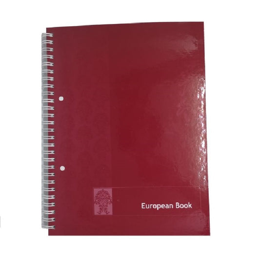 Caiet European Book A4 Dictando cu Dublu Spira Metalica, 80 File, Coperta Policromie Rosie, Caiet Spiralat de Romana, Caiete Tip Agenda