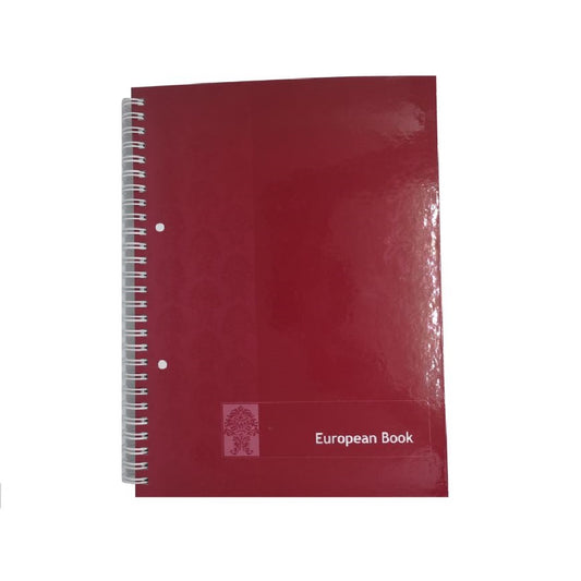 Caiet European Book A5 de Matematica cu Dublu Spira Metalica, 80 File, Coperta Policromie Rosie, Caiet Spiralat de Mate, Caiete Tip Agenda