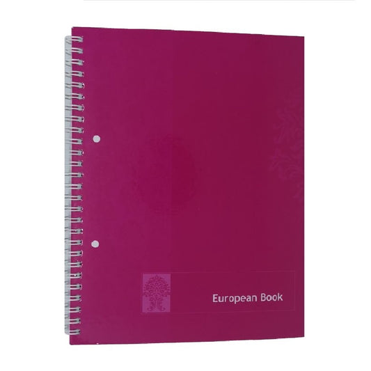 Caiet European Book A4 de Roz cu Dublu Spira Dictando, 80 File, Coperta Policromie Roz, Caiet Spiralat de Romana, Caiet Tip Agenda