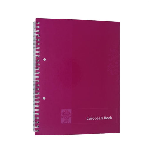 Caiet European Book A5 Dictando cu Dublu Spira Metalica, 80 File, Coperta Policromie Roz, Caiet Spiralat de Romana, Caiete Tip Agenda
