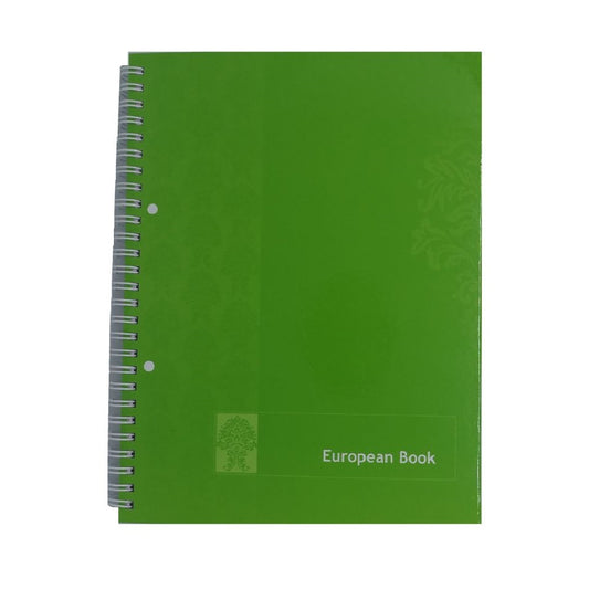 Caiet European Book A4 Dictando cu Dublu Spira Metalica, 80 File, Coperta Policromie Verde, Caiet Spiralat de Romana, Caiete Tip Agenda