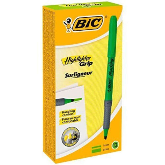 Set 12 Evidentiatoare BIC Brite Liner Grip, Verzi, Evidentiator BIC, Evidentiator Brite Liner, Markere BIC, Highlighter BIC ,Texmarker BIC, Evidentiatoare BIC, Markere BIC, Markere Permanente