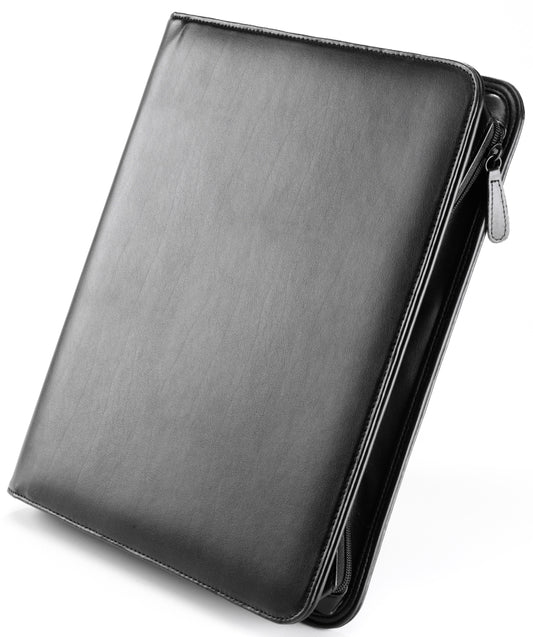 Mapa Conferinte A4, Imitatie Piele Neagra De Lux, Cu Inele, Buzunare Si Blocnotes, Falcon