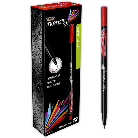 Fineliner BIC Intensity Fine, Grosime Varf 0.4 mm, 12 Buc/Set, Cerneala Rosie, Fineliner BIC Intensity Rosu, Finelinere Rosii, Fineliner Rosu, Set Finelinere Rosii, Set Finelinere BIC, Pix Fineliner, Pixuri Fineliner