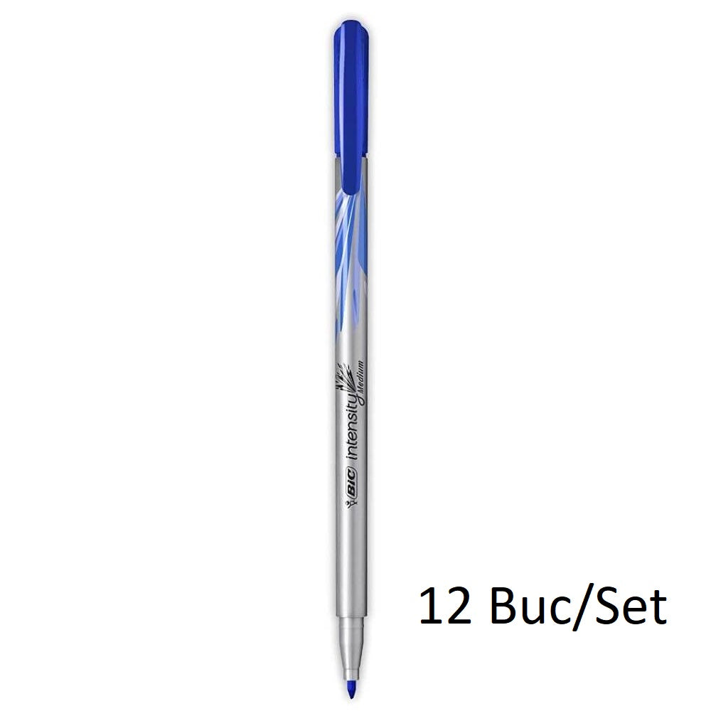Fineliner BIC Intensity Mediu, Grosime Varf 0.7 mm, 12 Buc/Set, Cerneala Albastra, Fineliner BIC Intensity Albastra, Finelinere Albastre, Fineliner Albastru, Set Finelinere Albastre, Set Finelinere BIC, Pix Fineliner, Pixuri Fineliner