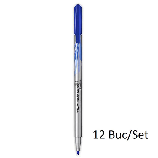 Fineliner BIC Intensity Mediu, Grosime Varf 0.7 mm, 12 Buc/Set, Cerneala Albastra, Fineliner BIC Intensity Albastra, Finelinere Albastre, Fineliner Albastru, Set Finelinere Albastre, Set Finelinere BIC, Pix Fineliner, Pixuri Fineliner