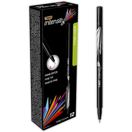 Fineliner BIC Intensity Fine, Grosime Varf 0.4 mm, 12 Buc/Set, Cerneala Neagra, Fineliner BIC Intensity Negru, Finelinere Negre, Fineliner Negru, Set Finelinere Negre, Set Finelinere BIC, Pix Fineliner, Pixuri