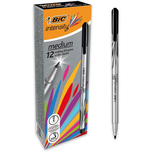 Fineliner BIC Intensity Mediu, Grosime Varf 0.7 mm, 12 Buc/Set, Cerneala Neagra, Fineliner BIC Intensity Negru, Finelinere Negre, Fineliner Negru, Set Finelinere Negre, Set Finelinere BIC, Pix Fineliner, Pixuri Fineliner