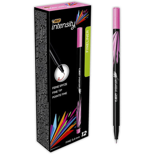 Fineliner BIC Intensity Fine, Grosime Varf 0.4 mm, 12 Buc/Set, Cerneala Roz, Fineliner BIC Roz Intensity Fine, Finelinere Roz, Fineliner Roz, Set Finelinere Roz, Set Finelinere BIC, Pix Fineliner, Pixuri Fineliner