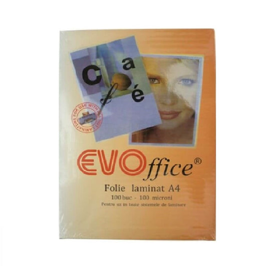 Folie Laminat A4 EVOffice, Dimensiune 216x303 mm, 100 MIC, 100 Coli/Top - Folie pentru Laminarea Hartiei