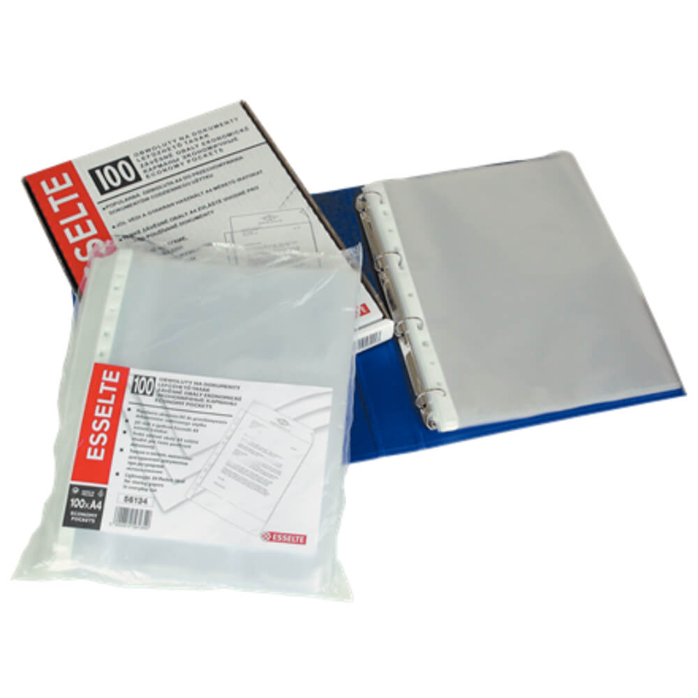 Set 100 Folii Protectie Documente Esselte, A4, 75 Microni, Folie Protectie Documente, Folie A4 de Protectie, Folie A4 Protectie Documente, Folii Protectie Esselte Documente, Set Folii Protectoare, Folie Documente 75 Microni