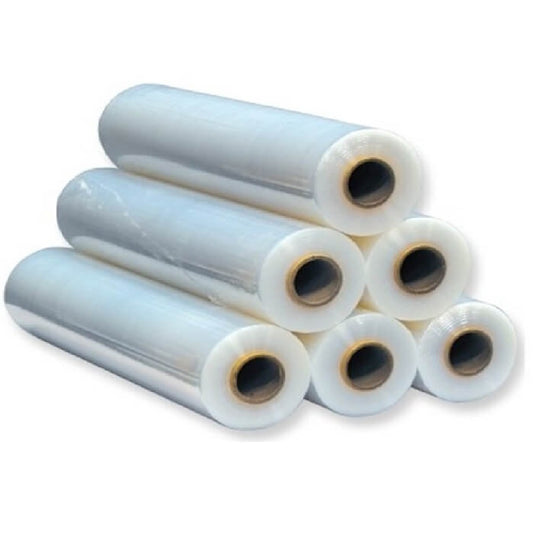 Set 6 Role Folie Pre-Stretch Transparenta de 9 Mic, 420mm x 450m - Folie pentru Uz Manual, Folie Impachetare, Folie pentru Ambalare si Paletizare