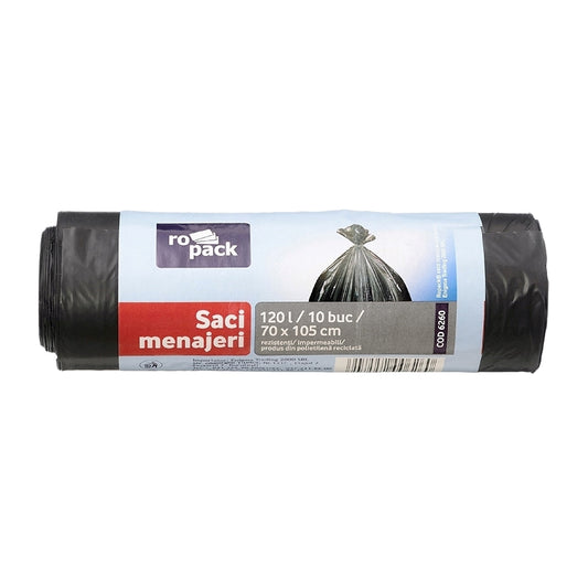 Saci menajeri, 120 litri, 70 x 105 cm, 10 bucati/rola
